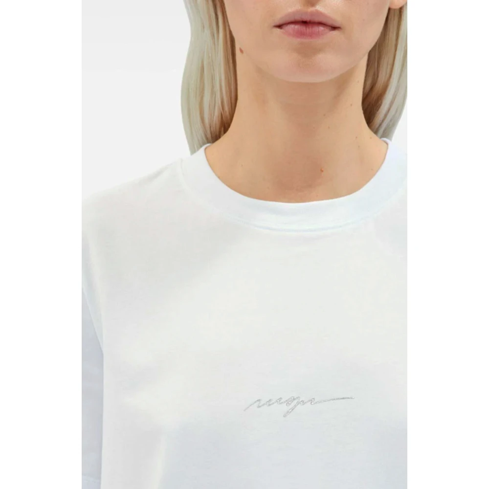 Msgm Wit Katoenen Logo Print T-shirt White Dames