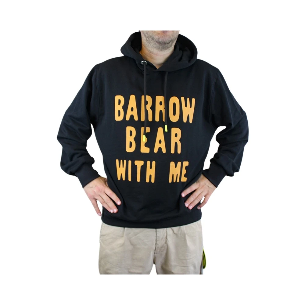 Barrow Zwarte hoodie met voorletters en achterbeer Black Heren
