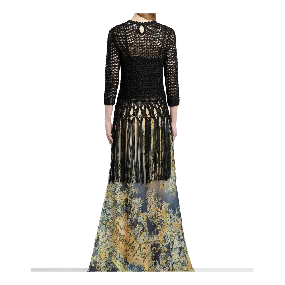 Zimmermann Gebreide Fringe Trui Vrouwen Ronde Hals Black Dames