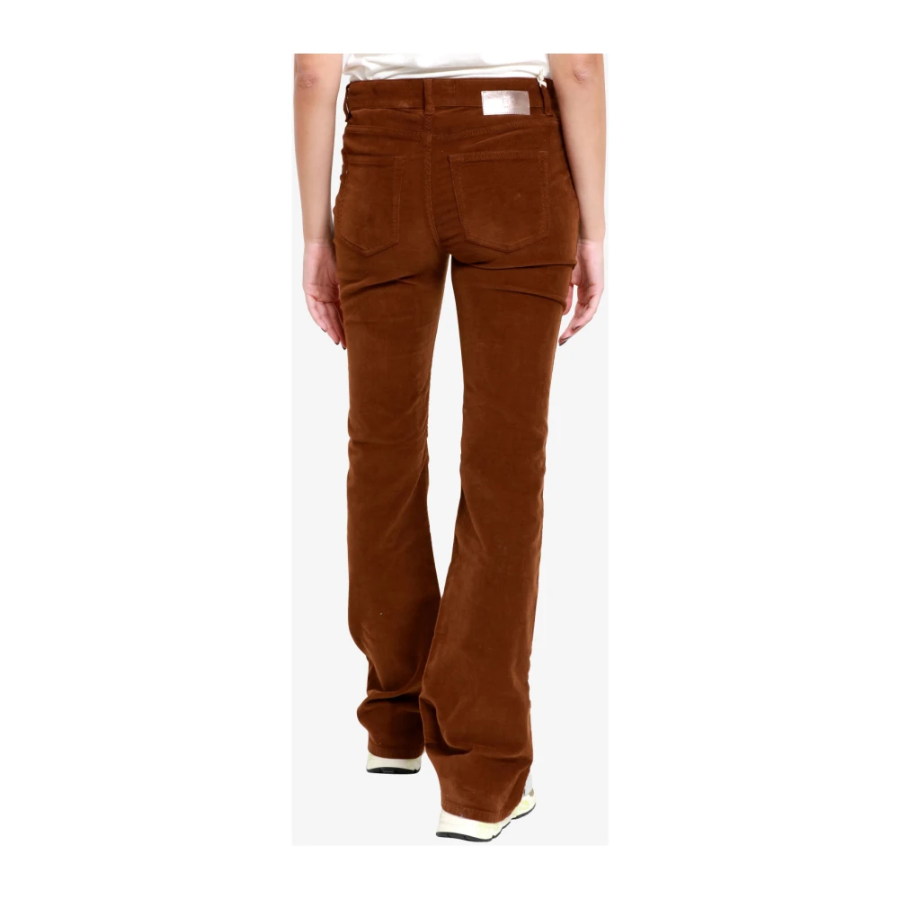 PT Torino Fluweel Flare Jeans Brown Dames