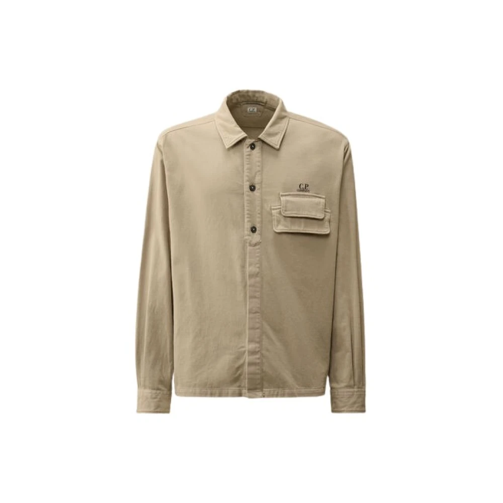 C.P. Company Gepantserde Stretch Satijnen Knoopshirt Beige Heren
