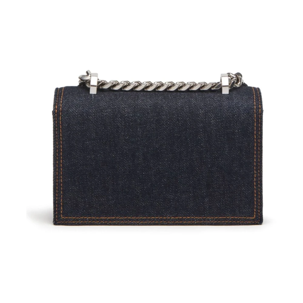 alexander mcqueen Denim Mini Juwelen Tas met Vier Ring Handvat Blue Dames