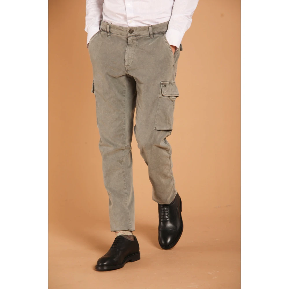 Mason's Slim Fit Cargo Broek in Gabardine Green Heren