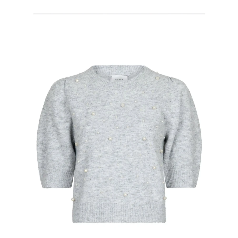 NEO NOIR Dames Tops & T-shirts Maia Pearl Knit Tee Lichtgrijs