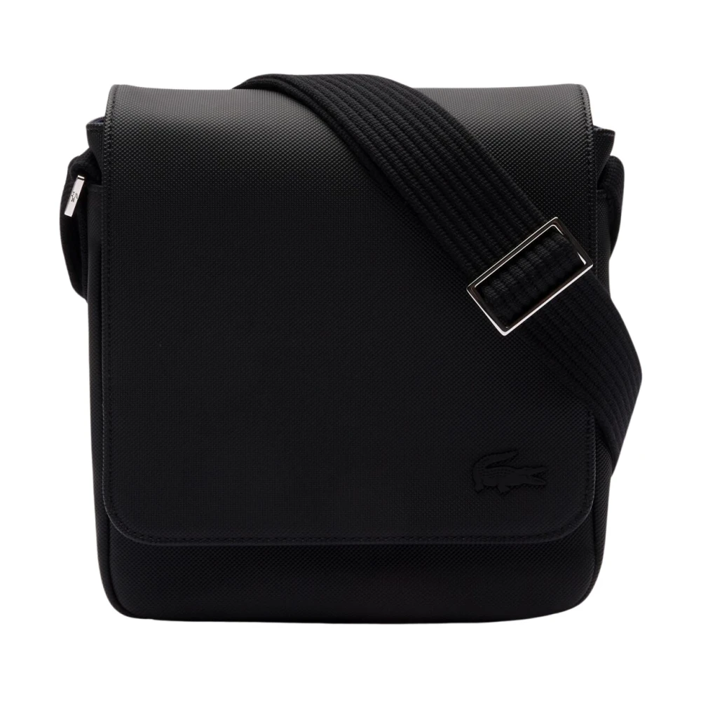 Lacoste Men's Black Classic Flap Shoulder Bag