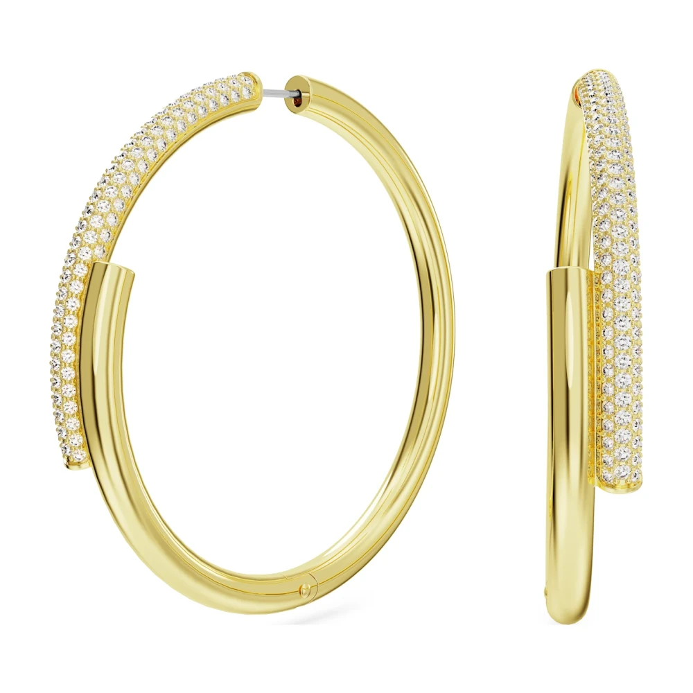 Swarovski Lyxigt Korsformat Design Guldtonade Hoop Örhängen Yellow, Dam