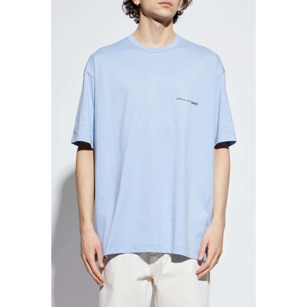 Comme des Garçons T-shirt met bedrukt logo Blue Heren