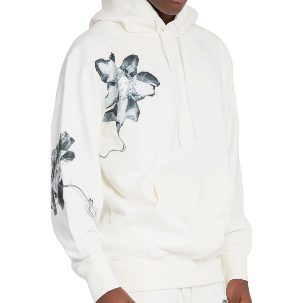 Y-3 Bloemen grafische hoodie in off white Heren