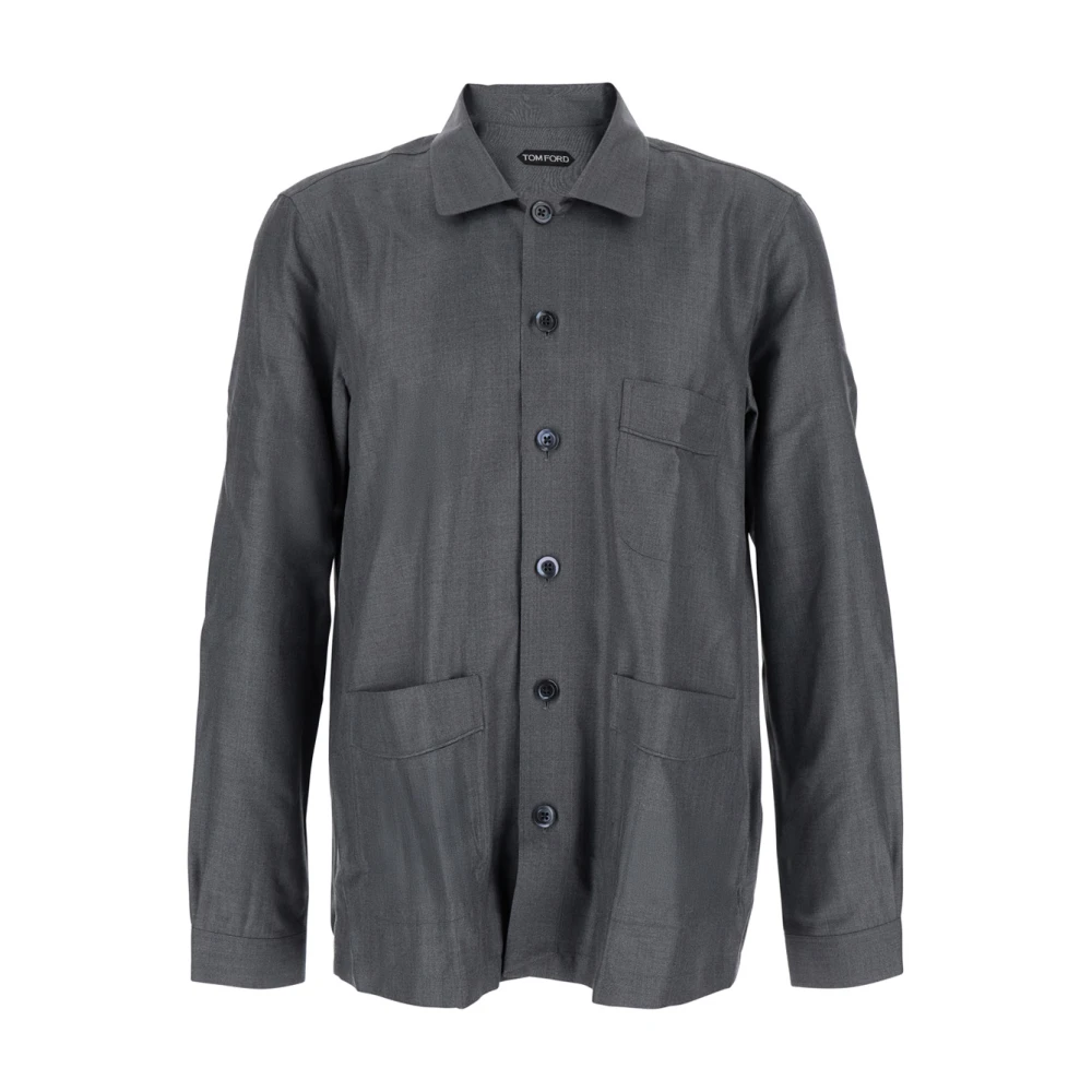 Tom Ford Men's Gray Casual Shirts, Xl, Light Silk Grey Shirt