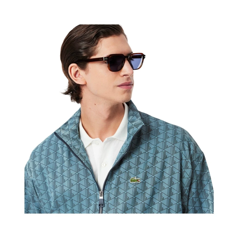 Lacoste Blauwe Monogram Trainingsjack Elegante Stijl Blue Heren