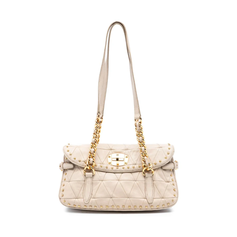Miu Miu Pre-Owned Women's Brown Pre-Owned Quilted Leather Shoulder Bag