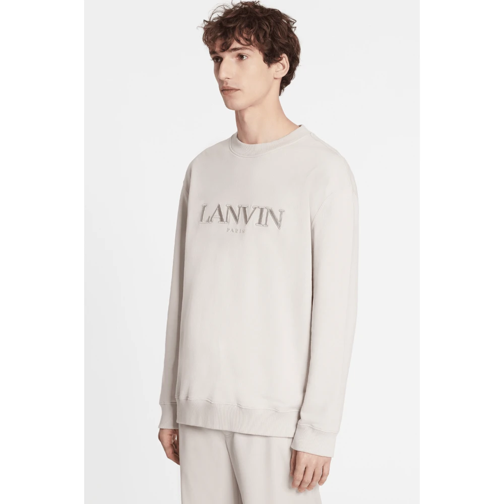 Lanvin Beige Sweatshirt Oversize Katoen Logo Beige Heren