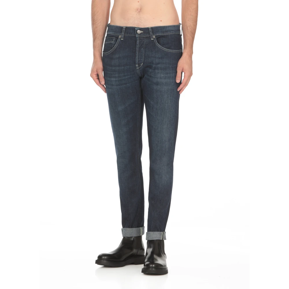 Dondup Blauwe Slim-Fit Katoenen Jeans met Zakken Blue Heren