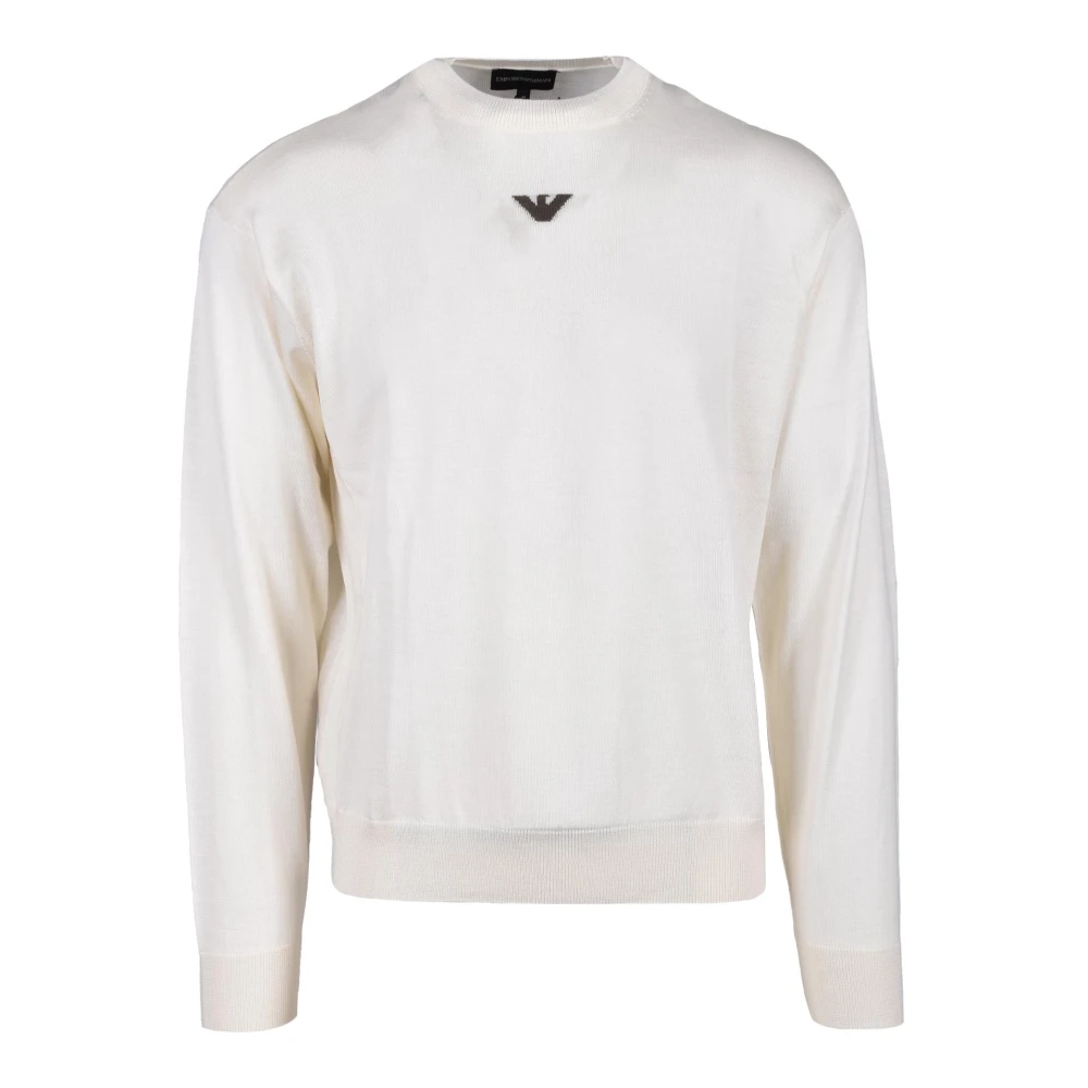 Emporio Armani Witte Wol Ronde Hals Gebreide Kleding White Heren