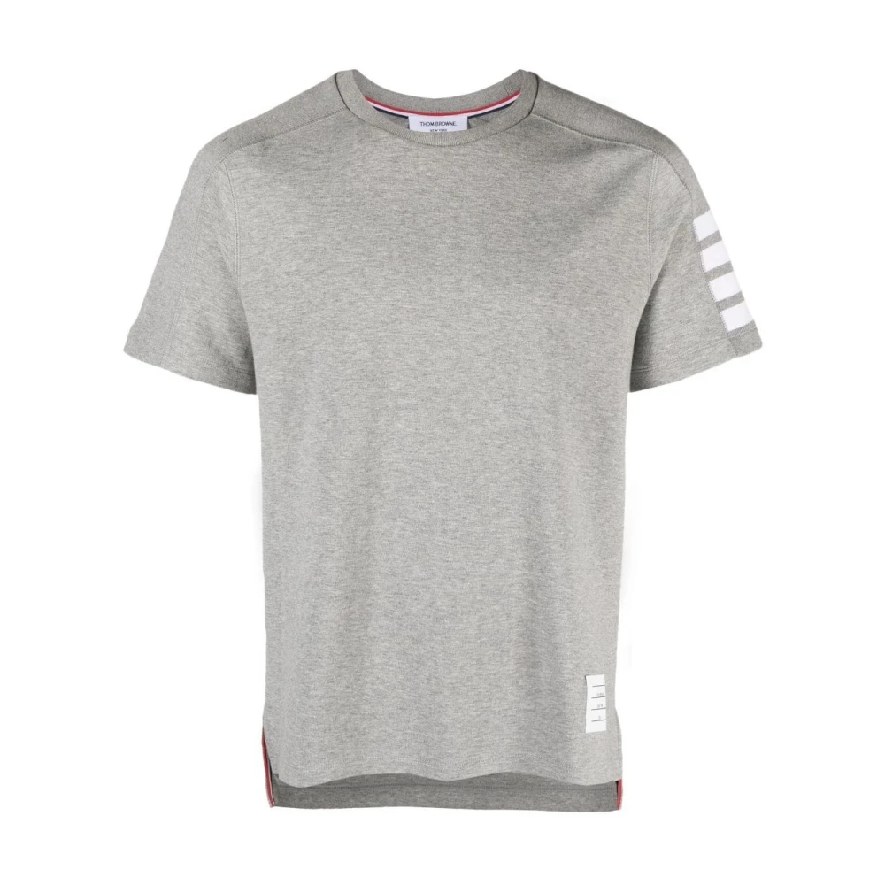 Thom Browne Grijze Katoenen T-shirt met Handtekening 4-Bar Streep Gray Heren