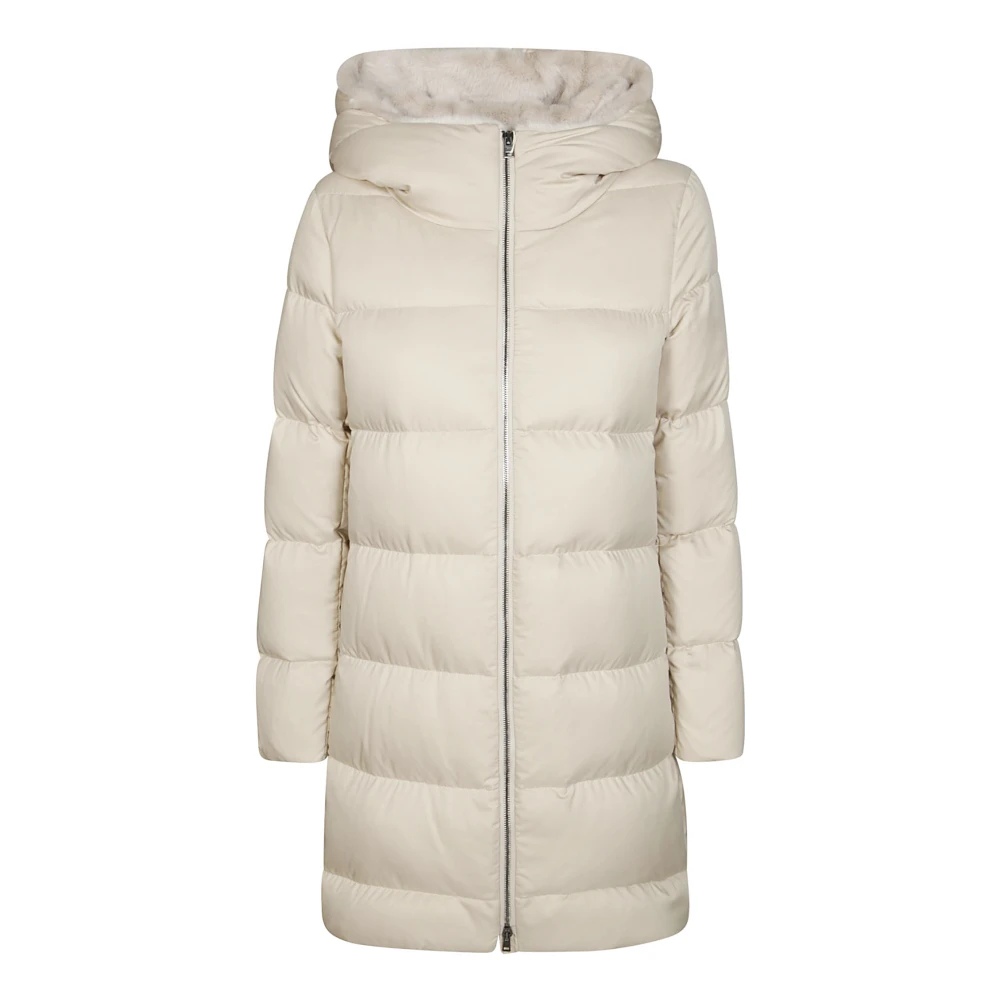 Herno Ecofur Kraag Puffer Jas White Dames