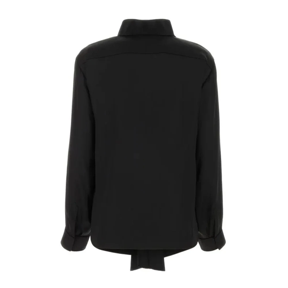 Giorgio Armani Zijden Sjaalkraag Zwarte Shirt Black Dames
