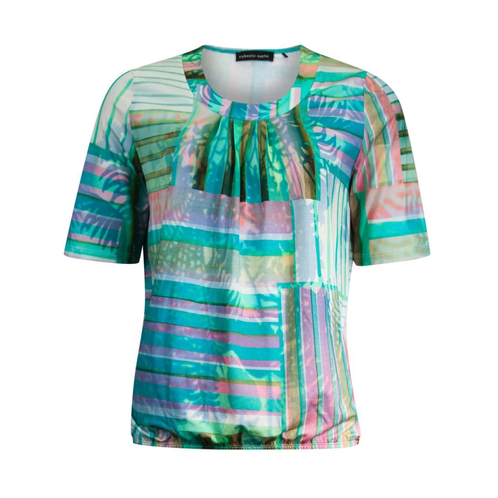 Roberto sarto Elastische O-hals T-shirt Blouson Green Dames