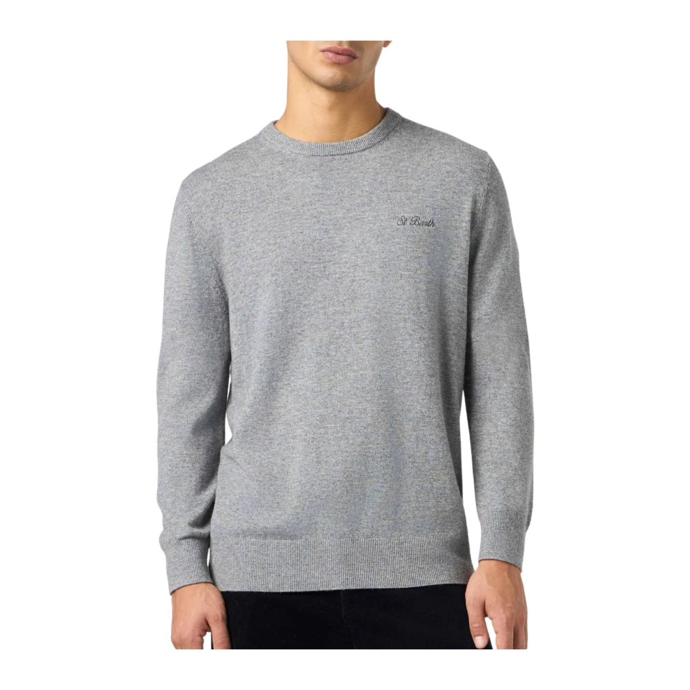 Saint Barth Regent Blend Grey Melange Sweater Gray, Herr