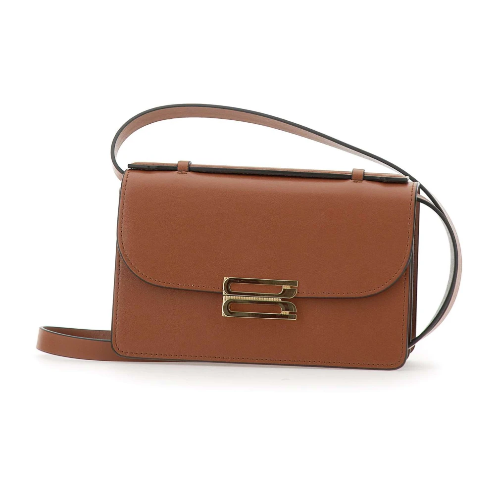 Victoria Beckham Bruin Leren Schoudertas The Dorian Brown Dames