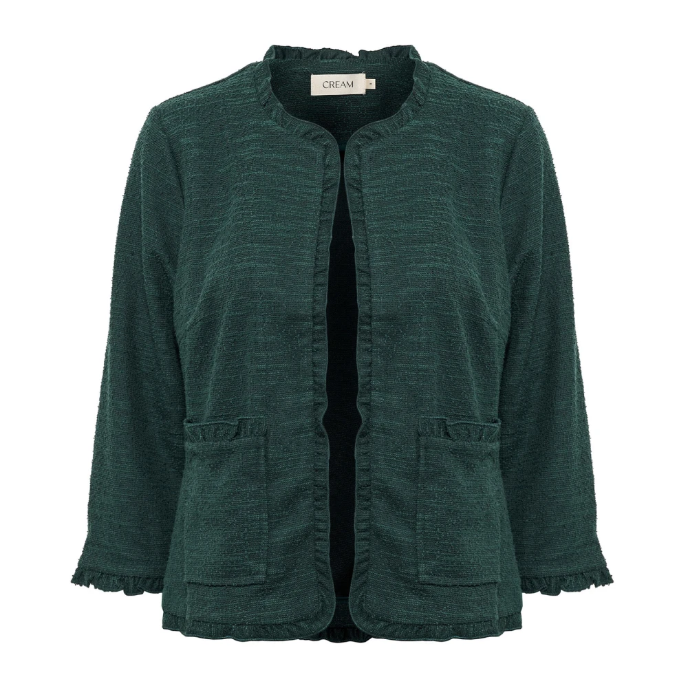 Cream Cardigan met ruches in Ponderosa Pine Green Dames