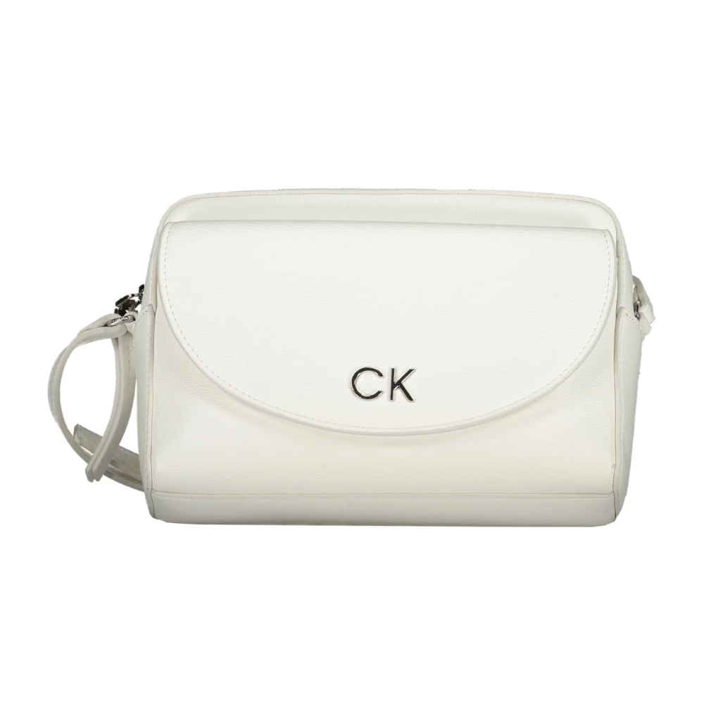 Calvin Klein Witte Schoudertas met Verstelbare Band White Dames