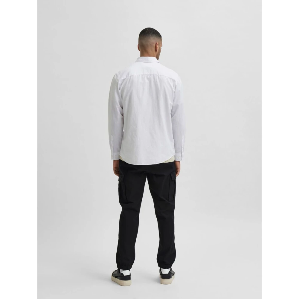 Selected Homme Slank lin shirt White Heren