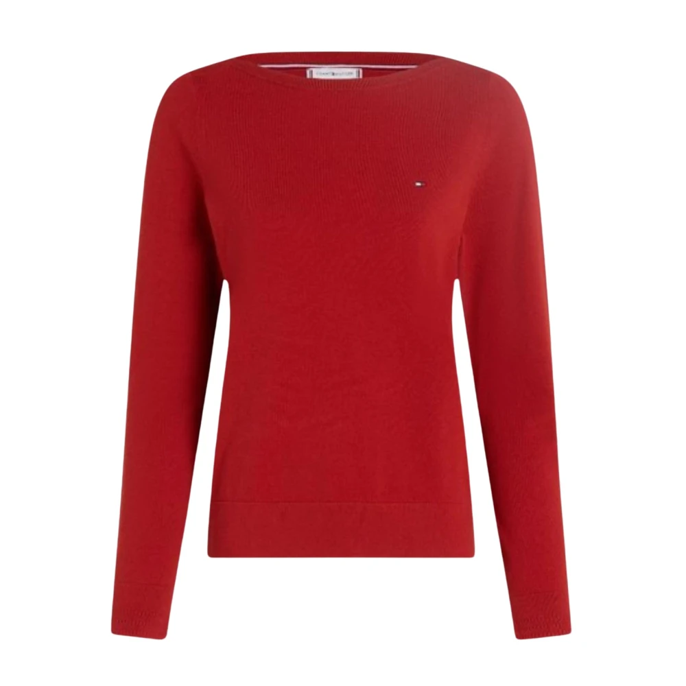 Tommy Hilfiger Jersey Stitch Boat-Neck Sweater Red, Dam