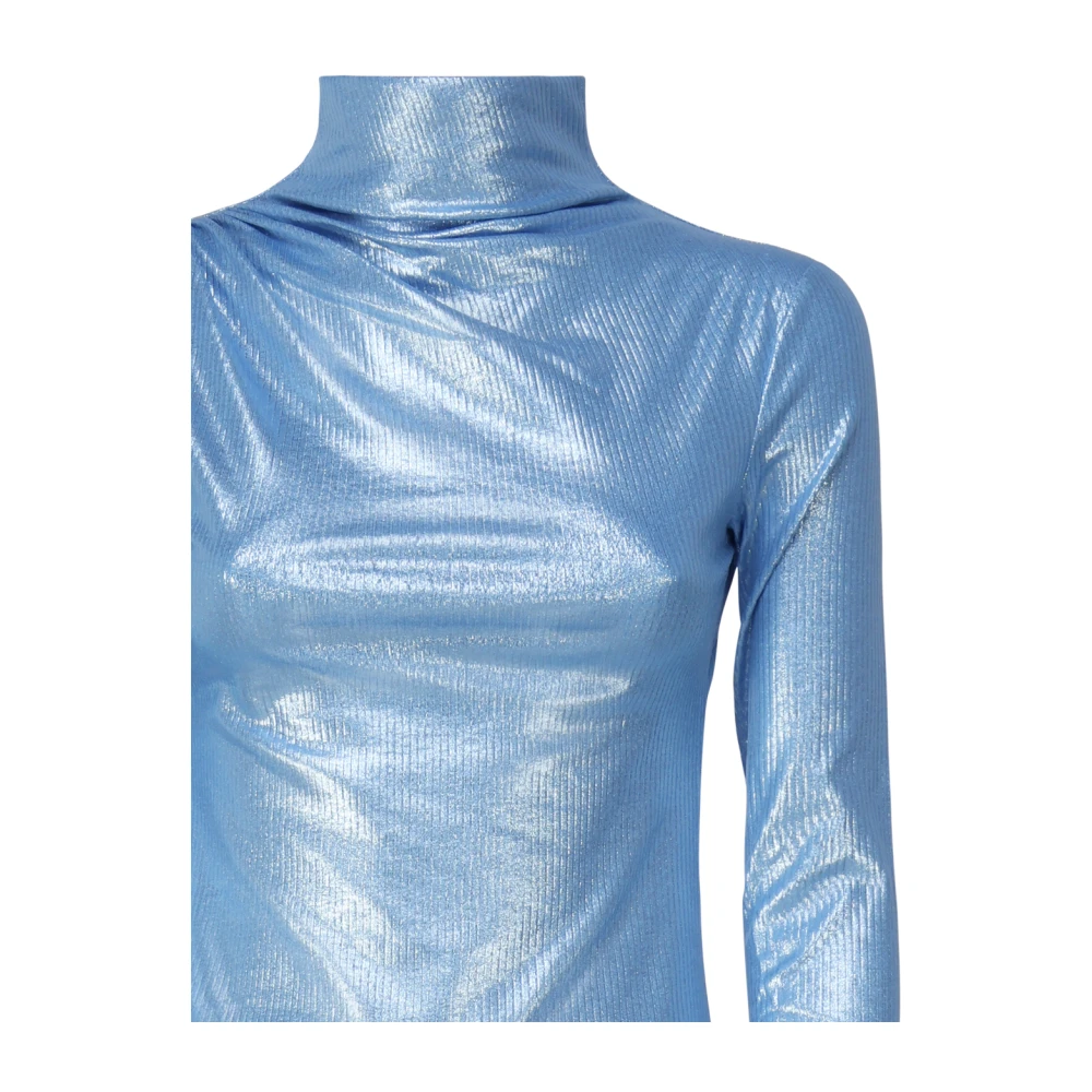 Andamane Blauwe Hoge Nek Jurk Blue Dames