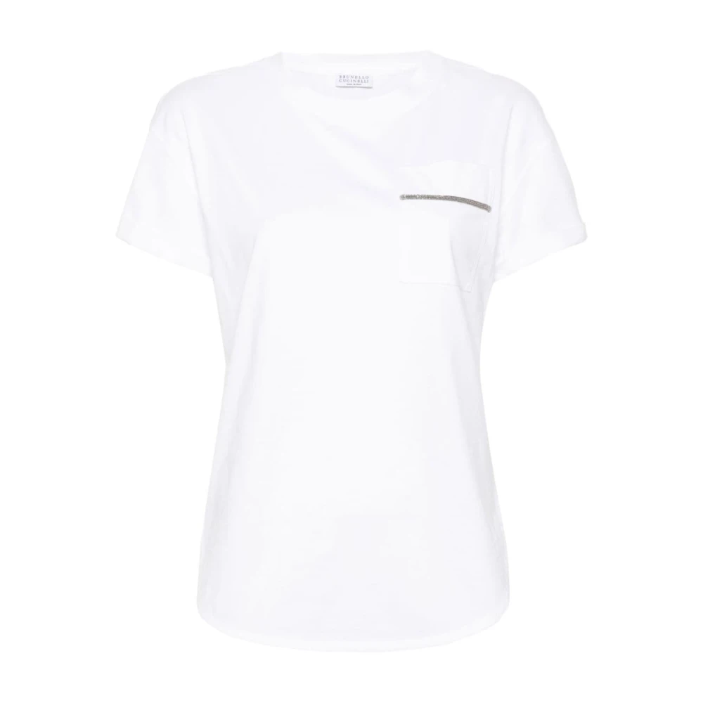 BRUNELLO CUCINELLI Katoenen T-shirts en Polos met Monili Ketting White Dames