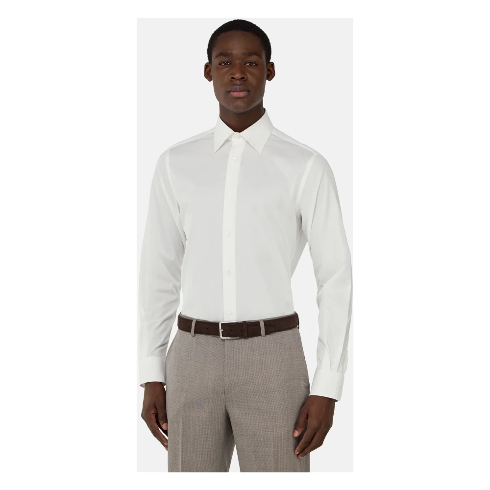 Boggi Milano Regular Fit Katoenen Twill Overhemd White Heren