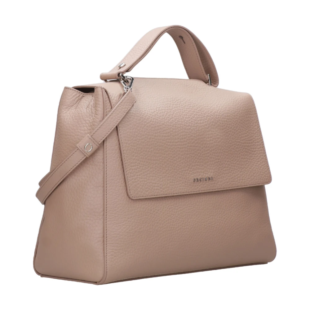 Orciani Korrelig leren schoudertas met klep Pink Dames