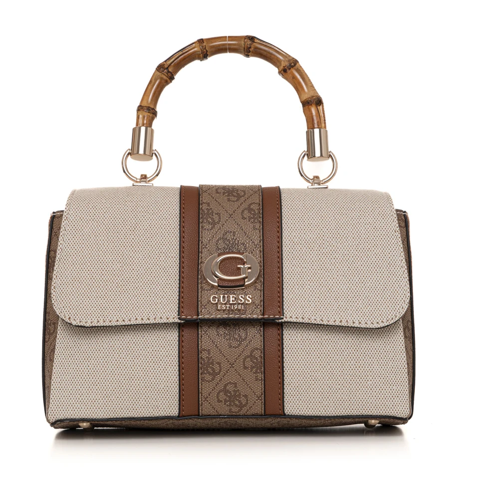 Guess Bamboe Schoudertas met Bovenhandvat Beige Dames