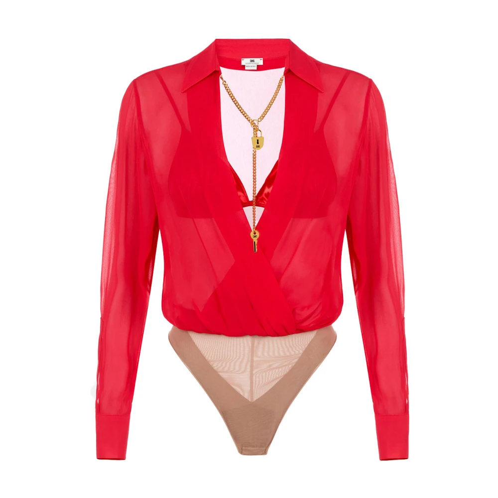 CAMICIA A BODY INCROCIATA ROSSA ELISABETTA FRANCHI - Immagine 2
