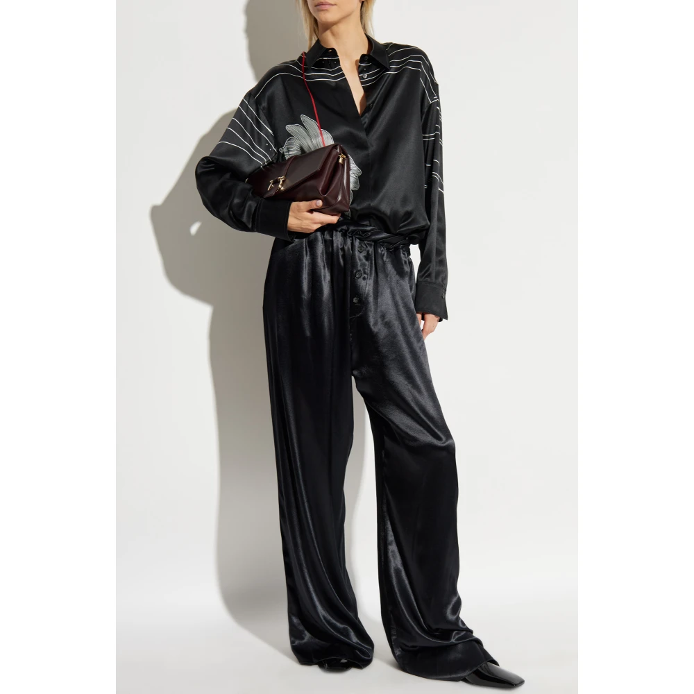 Salvatore Ferragamo Zijden shirt met print Black Dames