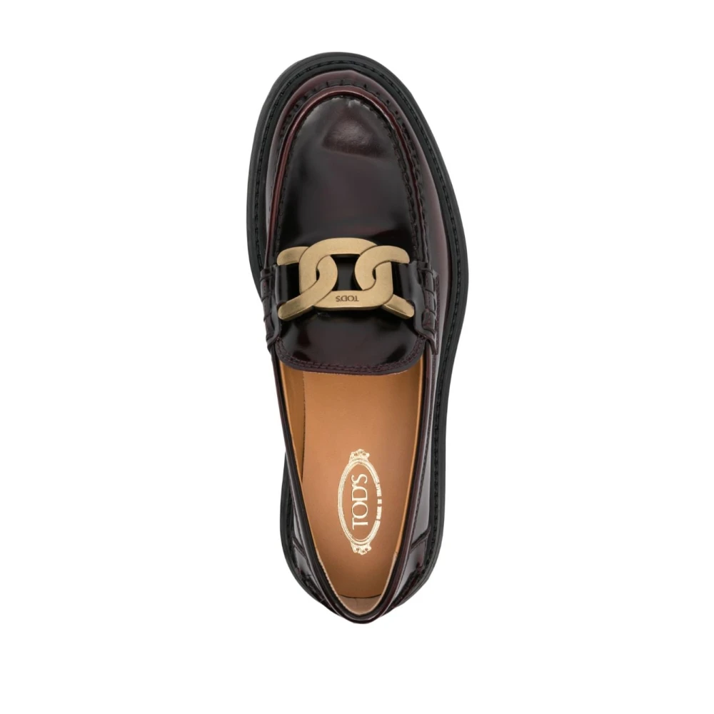 TOD'S Bruine Leren Loafers met Hak Brown Dames