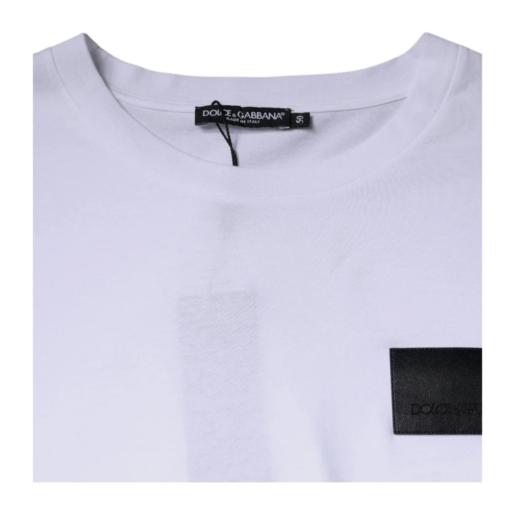 Dolce & Gabbana Witte Katoenen Crew Neck T-shirt met Logo White Heren