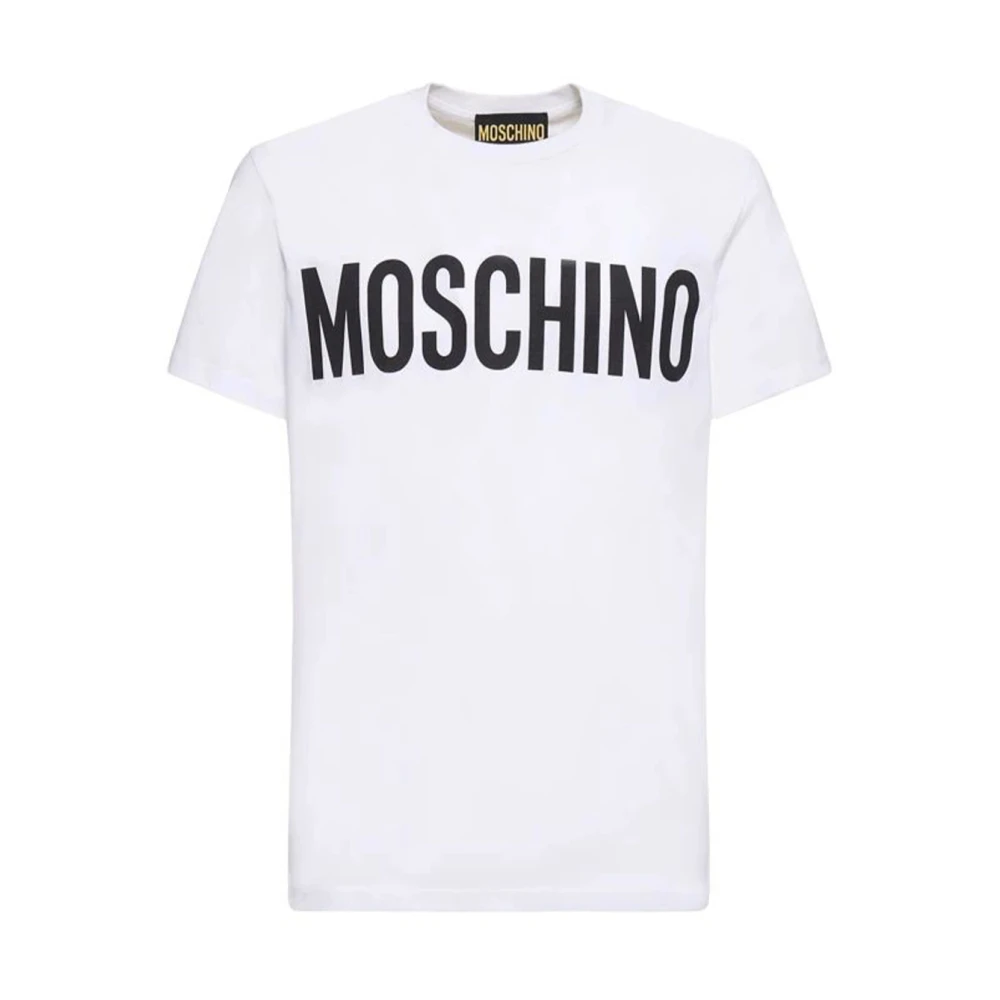 Moschino Men's White T-Shirts, M, Logo Printed Crewneck T-Shirt