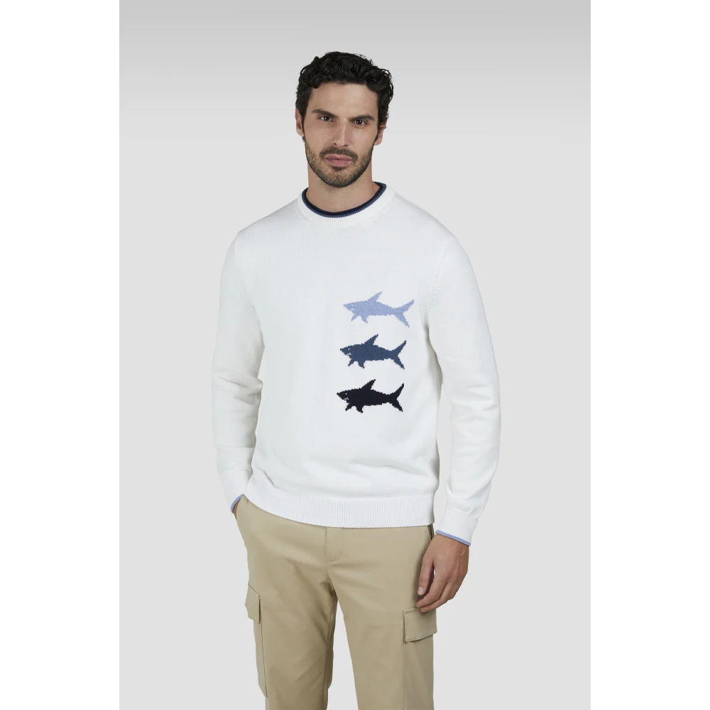 PAUL & SHARK Witte Gebreide Pullover Sweatshirt White Heren