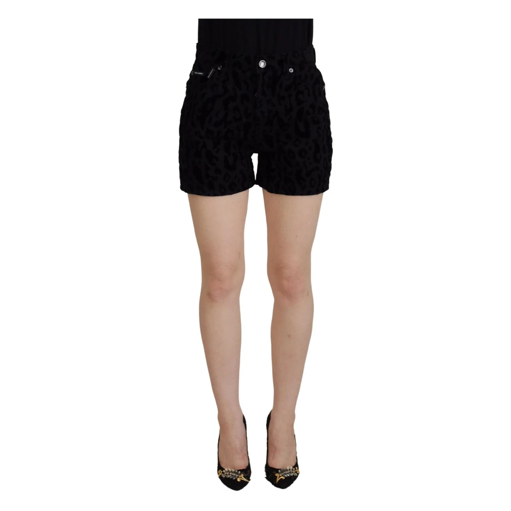 Dolce & Gabbana Prachtige Zwarte Denim Shorts met Middelhoge Taille Black Dames