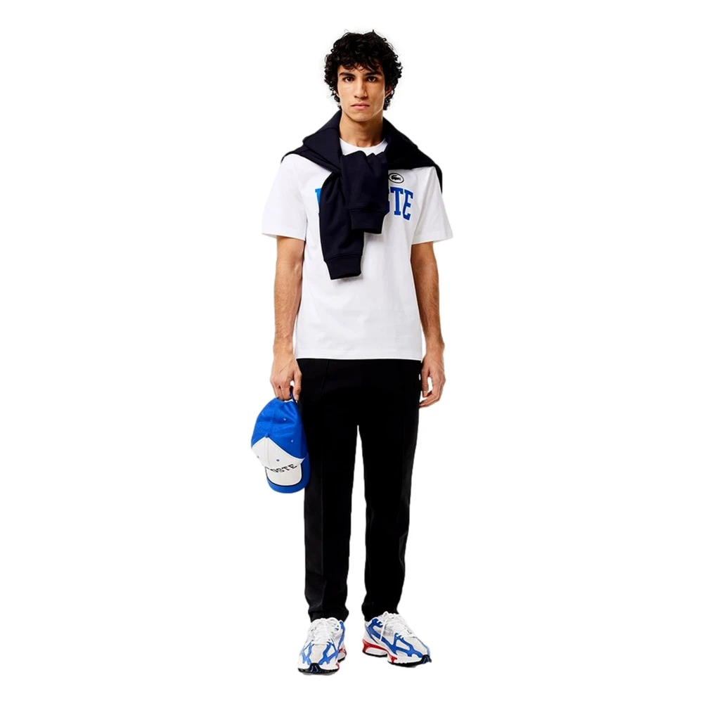 Lacoste Witte University Logo Tee Shirt White Heren