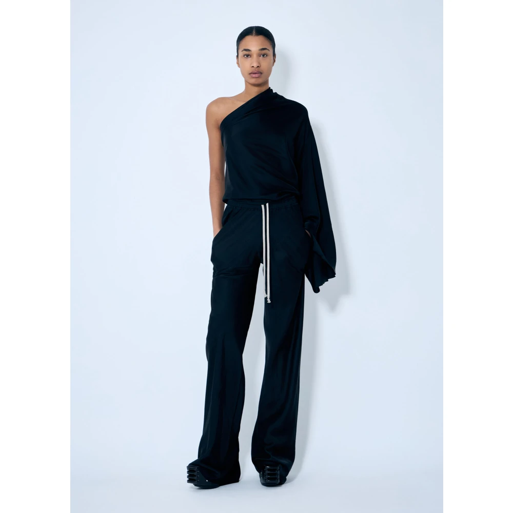 Rick Owens Satijnen Weefsel Panel Constructie Broek Black Dames