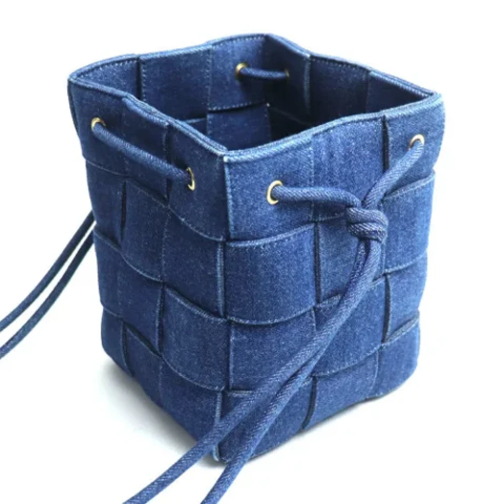 Bottega Veneta Vintage Pre-owned Cotton shoulder-bags Blue Dames