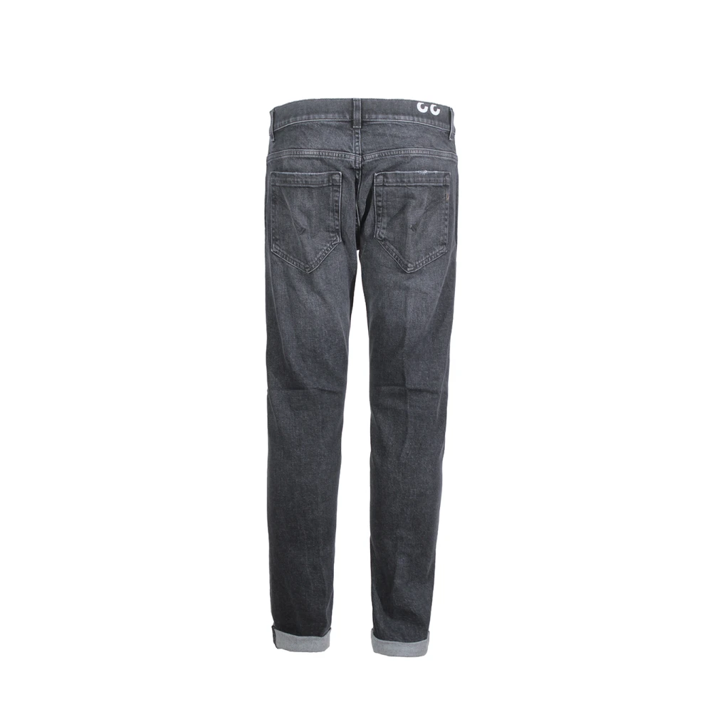 Dondup Zwarte Slim Fit Jeans met Metalen Logo Black Heren