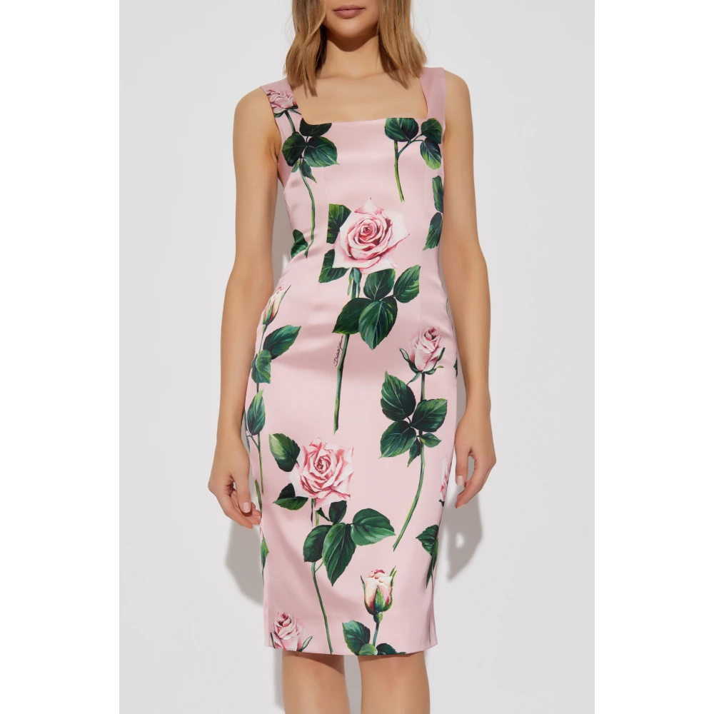 Dolce & Gabbana Jurk met bloemenpatroon Pink Dames