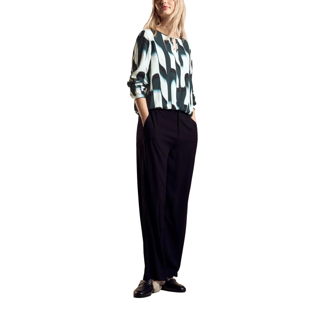 Street One Groene Abstracte Print Blouse met Lange Mouwen Multicolor Dames