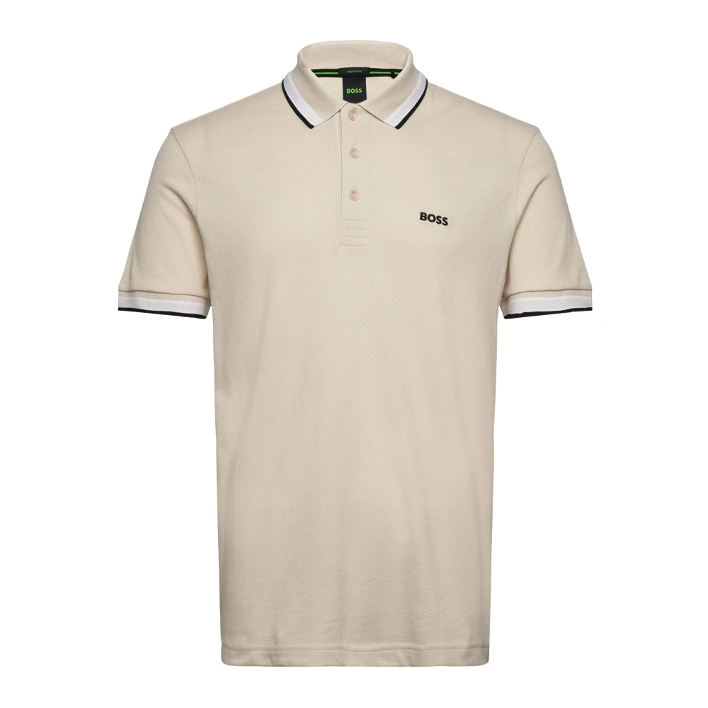 Hugo Men's Beige Cotton Piqué Polo Shirt With Logo - Polo Shirts - S - Tops