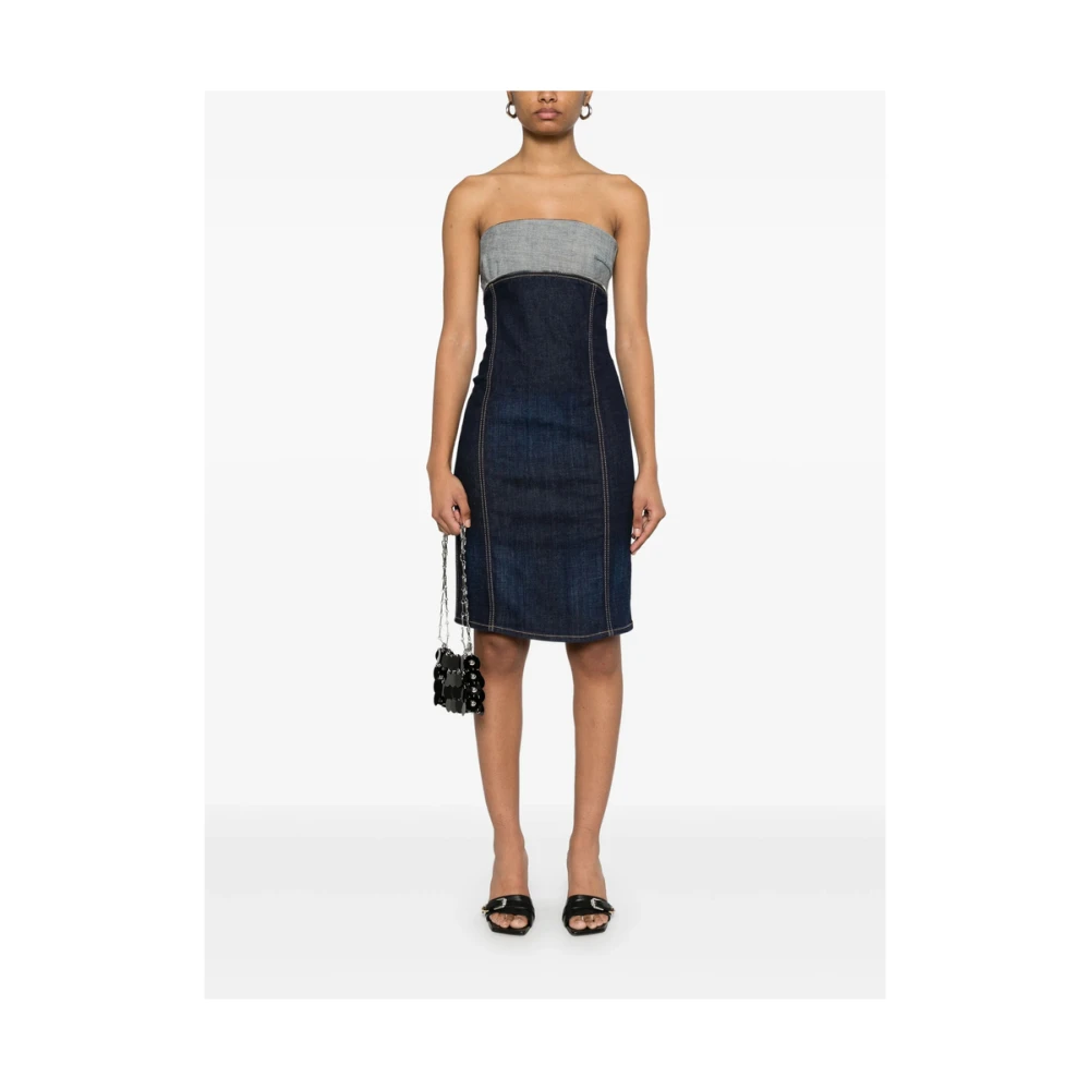 Dsquared2 Indigo Blauw Gevoerd Lijfje Jurk Blue Dames