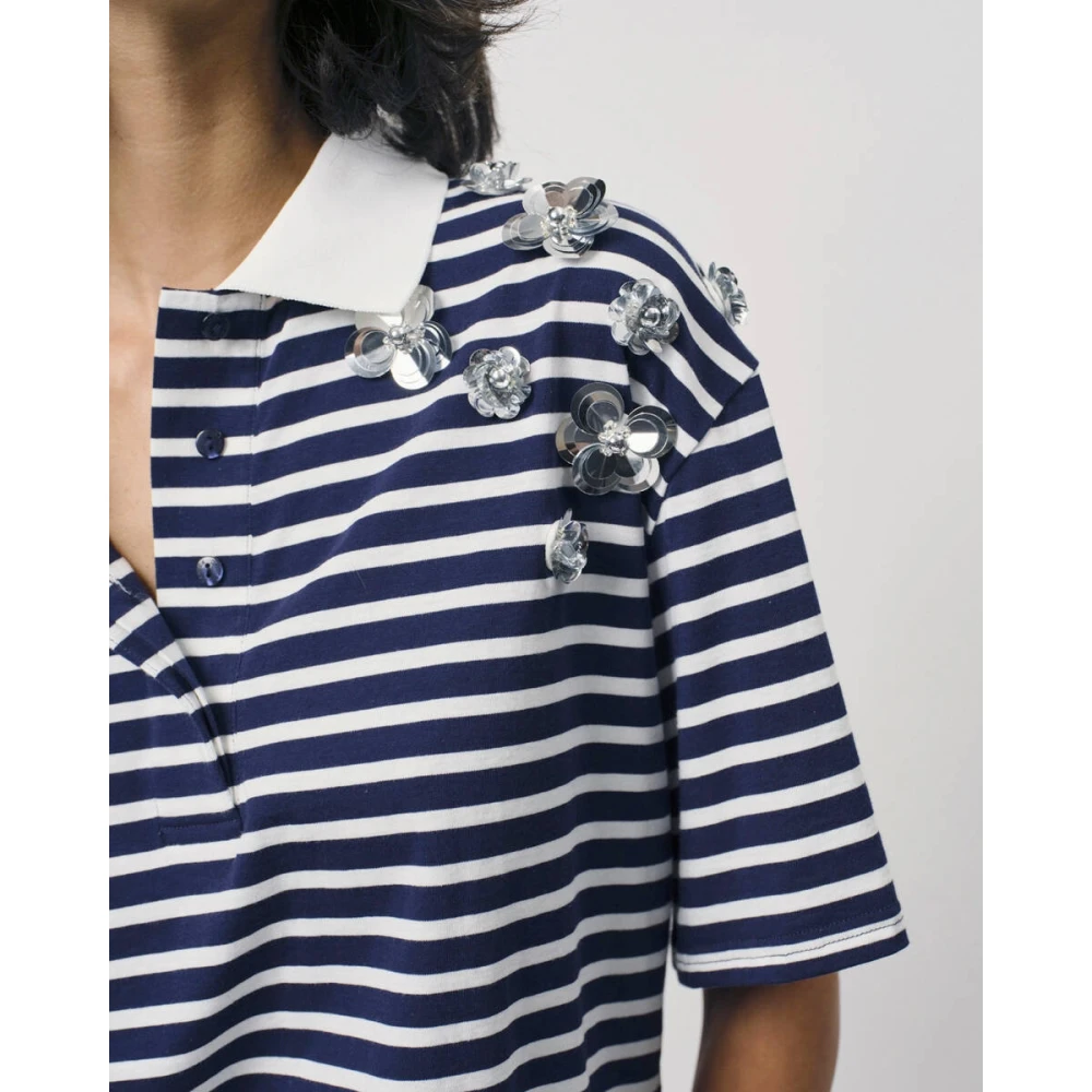 Dante 6 Versierd Polo Shirt Titan Model Blue Dames