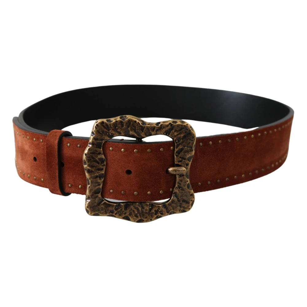Dolce & Gabbana Men's Brown Suede Studded Baroque Belt